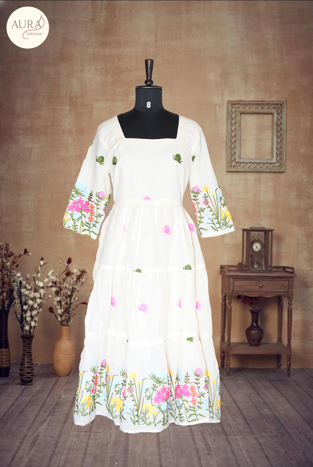 05 (1) Pure cotton (3 layer Long maxi dress ) - Image 1